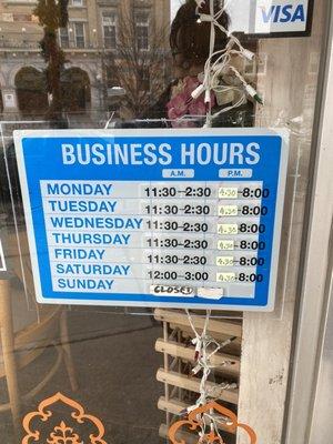 Business hours (2019)