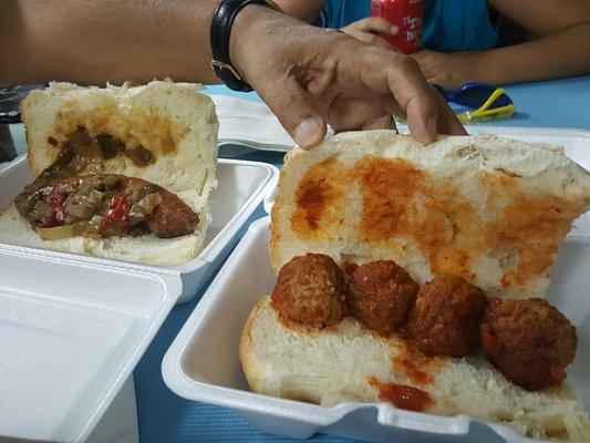 Meatball hero and sausage and peppers....desserts finished early.