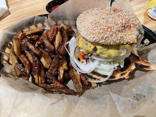 Tuesday burger and fries special that comes with a beer