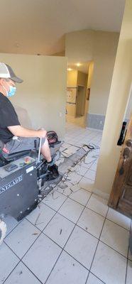 Ceramic tile removal.