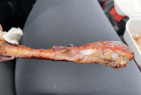 The VERY THIN rib on my BBQ Rib Sandwich