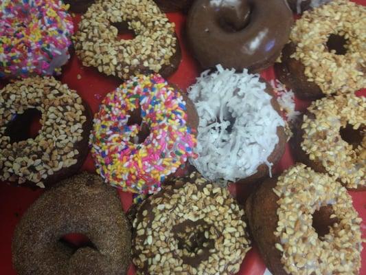 Peace, Love and Donuts!  Made fresh daily all summer, and Saturdays year round!