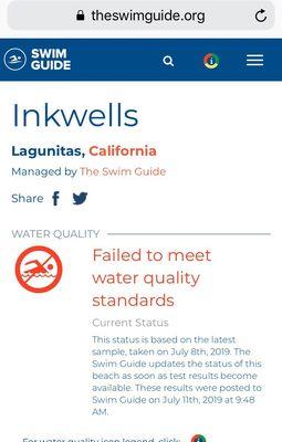 Every single week the water at the Ink Wells is tested and LABELED: AVOID CONTACT!