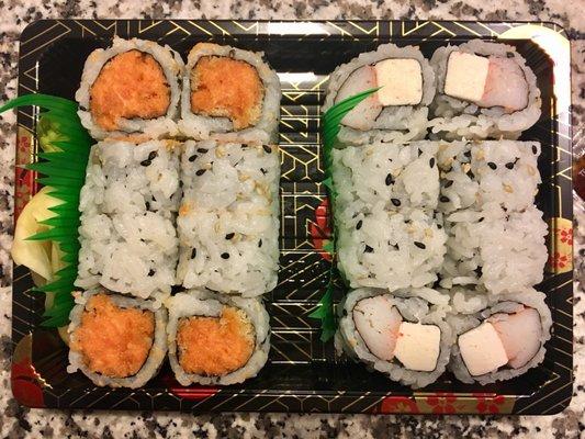 Spicy tuna roll and Philadelphia roll