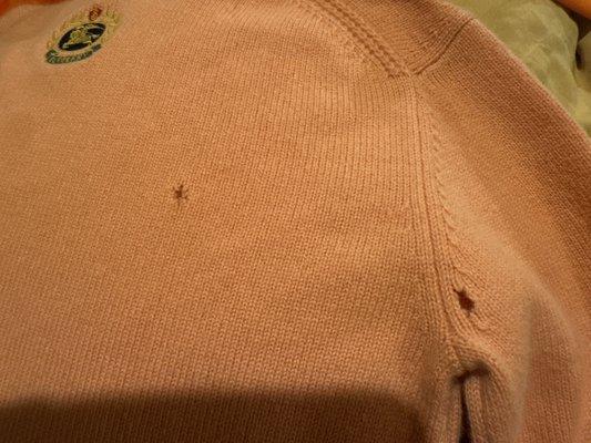 Damage to sweater