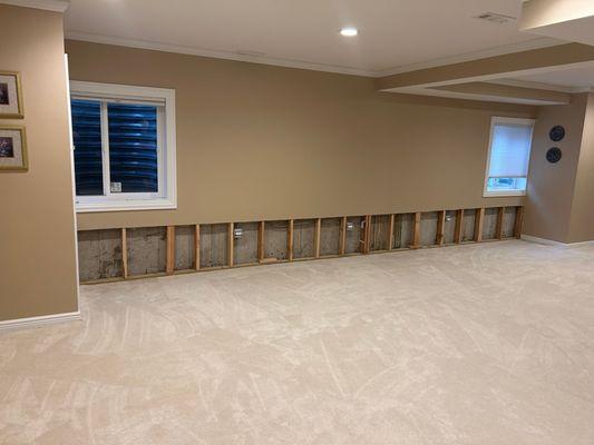 Basement water damage restoration to drywall in Milwaukee home