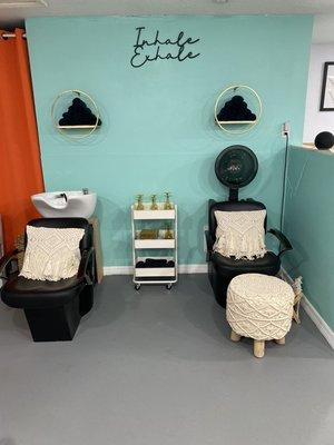 Relax and unwind in the shampoo area