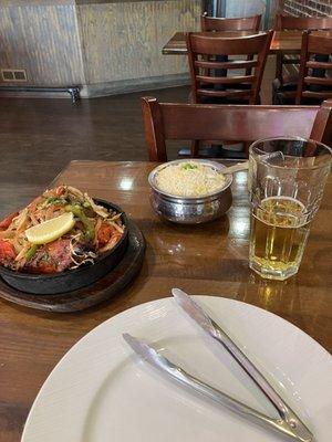 Tandoori Mixed Grill with Basmati Rice and a cold beer