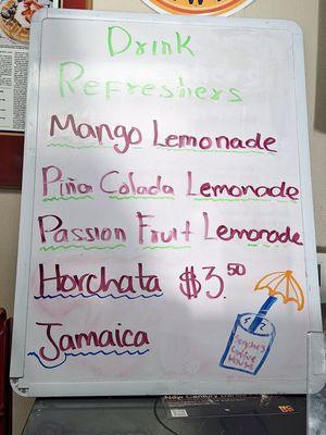 Drinks menu