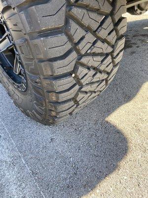 Large nail in Bronco tire patched at Big O Bentonville