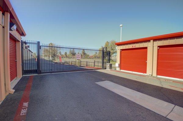 Electronic gate entry at Security Public Storage at Franklin Blvd in Sacramento, CA.