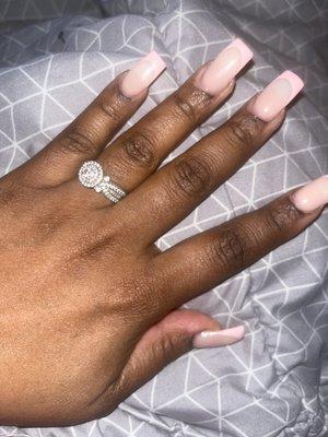 Full set with nude powder and pink tips