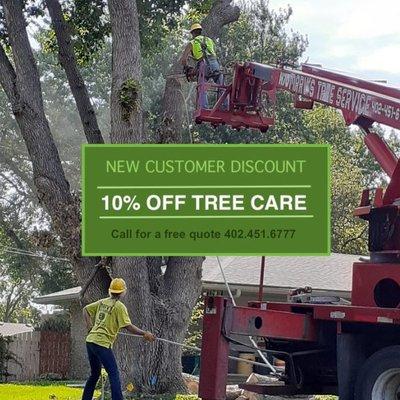 New to MTS? Get the New customer discount on tree removal, pruning, and other tree care!