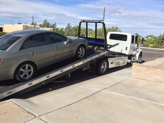 Santa Fe Towing via AAA to the rescue. Nice truck. Shae the driver was really great!!