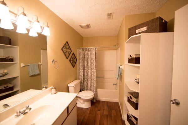 All homes have large bathrooms with extra storage.