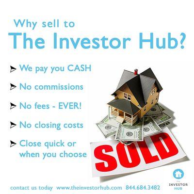 The Investor Hub will buy your house today, for CASH. Don't fix anything. As-Is! Call The Investor Hub 844.684.3482 today!