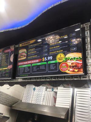 Custom burger selections and toppings