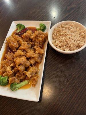 General Tso's Chicken and fried rice