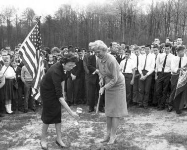 Congressional Schools of Virginia official ground-breaking ceremony with school founder, Evelyn Devers, in 1939.