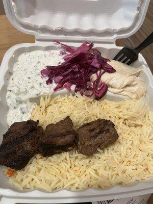 Beef kabob plate