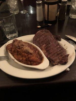 House cut ribeye and sweet potato soufflé