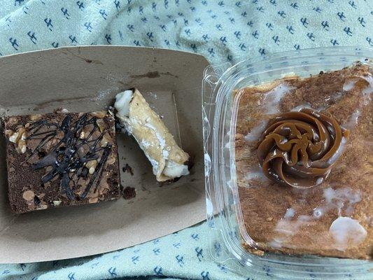 Rocky Road Brownie, Cannoli, and Churro Cheesecake to go