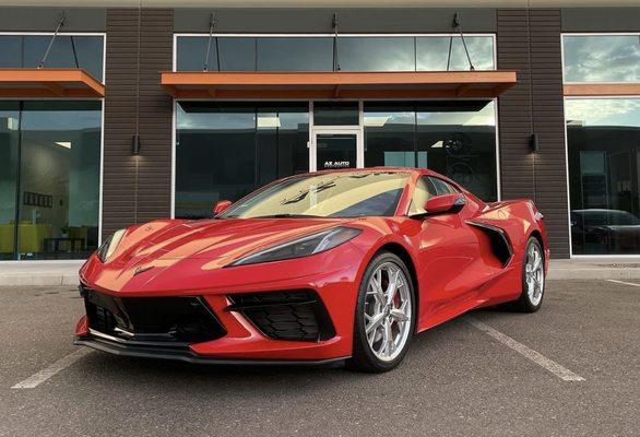 My C8 Corvette outside AZ Auto Aesthetics after the 5 yr ceramic coating applied.