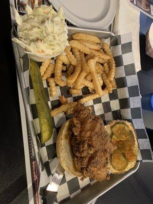 Nashville hot chicken sandwich platter