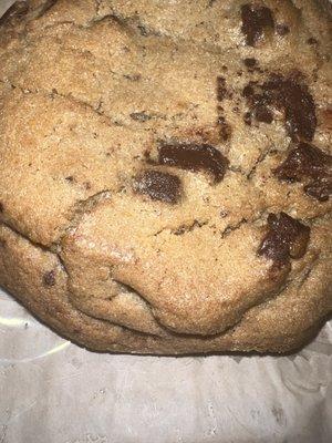 This cookie is ginormous and baked perfectly. Sweet, soft and chewy and yummy.