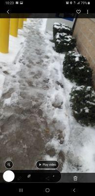 Icy sidewalk at Behan Oil / Subway at 79th and 88th Ave in Justice