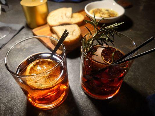 Classic negroni and their winter negroni.