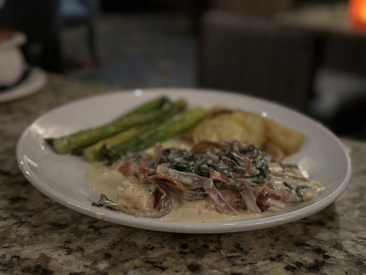 Smothered chicken with asparagus upgrade