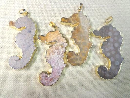 Natural Fossil Coral Seahorses