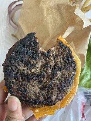 burnt dry burger