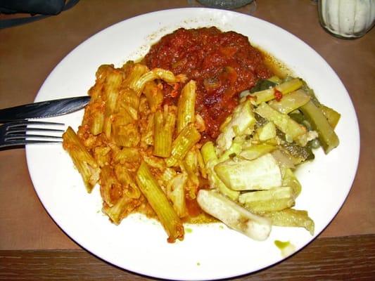 From the Olive Grill Monday night buffet: pasta, chicken, vegetables