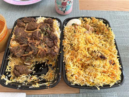 Goat Ghee Roast biryani & Chicken Dum Biryani