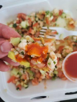 Shrimp ceviche on a chip