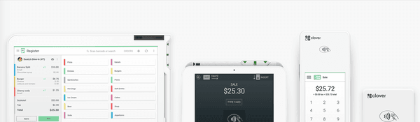 We have Clover smart point of sales systems (Clover Station, Clover mini, Clover Flex, Clover Go)