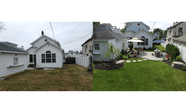 Before and after with patio installation