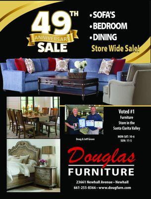 49th Anniversary Sale! Come celebrate 49 years of quality furniture and service with 15% Off Your entire purchase.