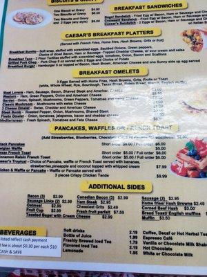 Breakfast menu