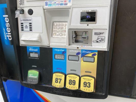 Standard gas pump functions