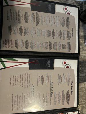 Sushi Menu