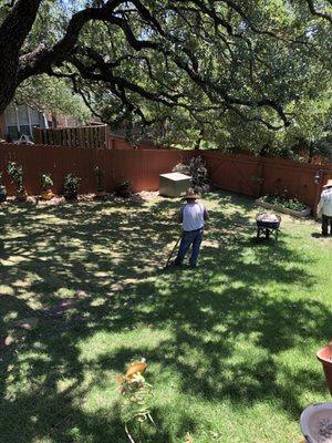 Smaller area where river rock used to lay.  Looks much better with the new sod in its place.