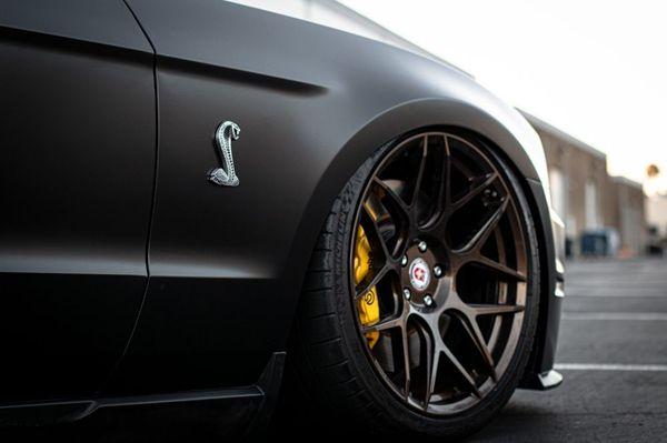 Can you tell this car was once Grabber Blue? Full Satin Black wrap on this GT500. For a free quote call  (619) 721-8679