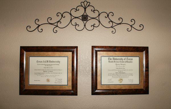 Dr. Nunn's diplomas