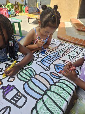 Children having fun coloring