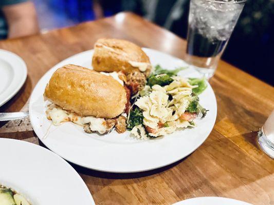 Small Meatball Sub with side pasta