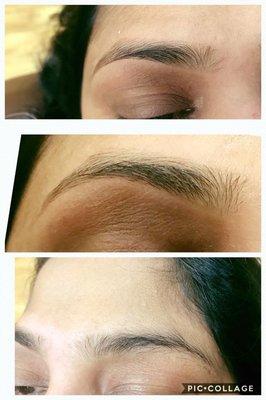 Before and after eyebrow threading