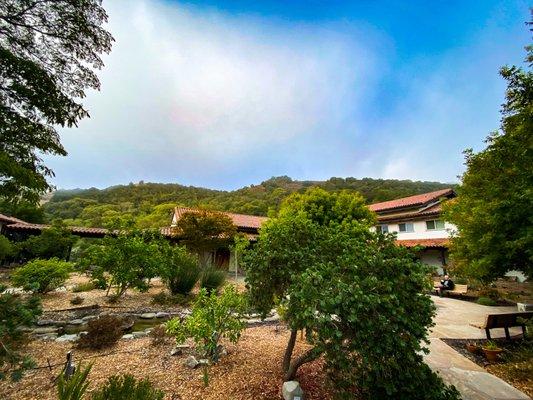 Courtyard and mountain view